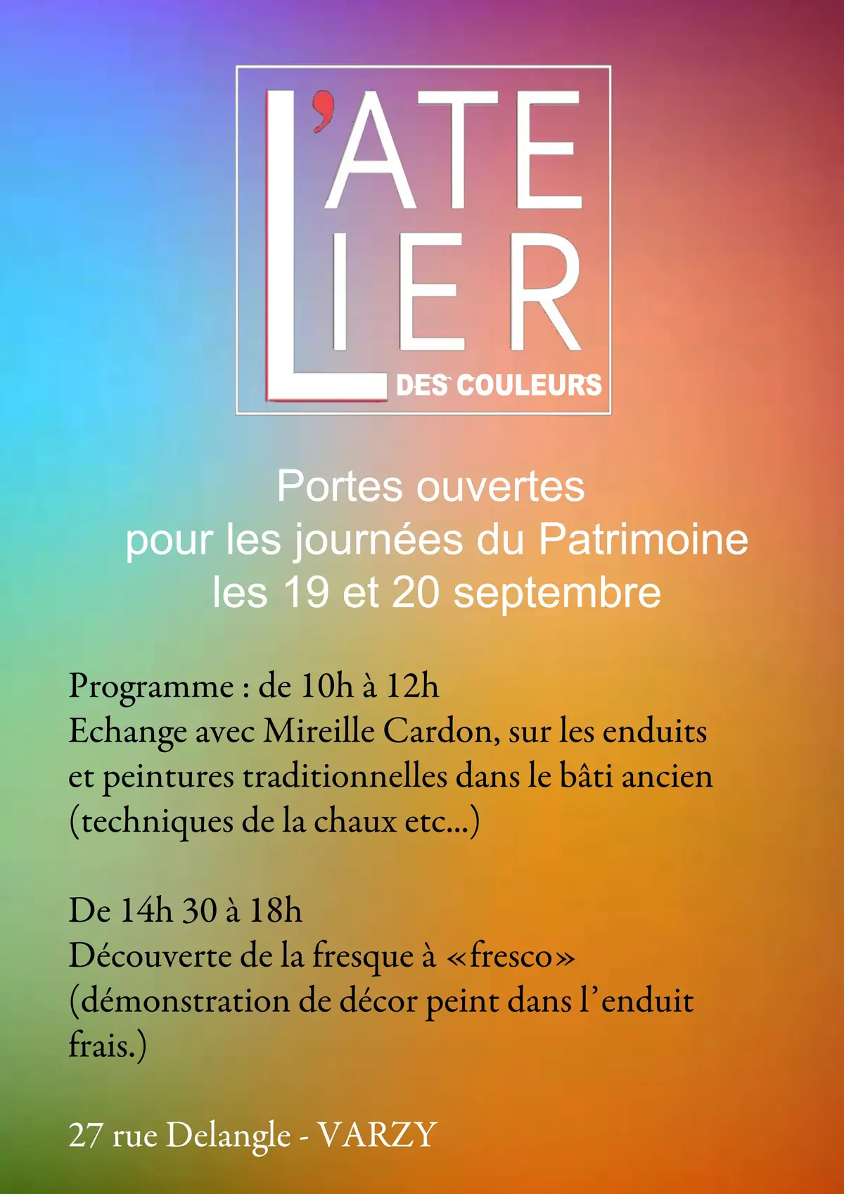 JEP - L'Atelier des Couleurs - Portes ouvertes