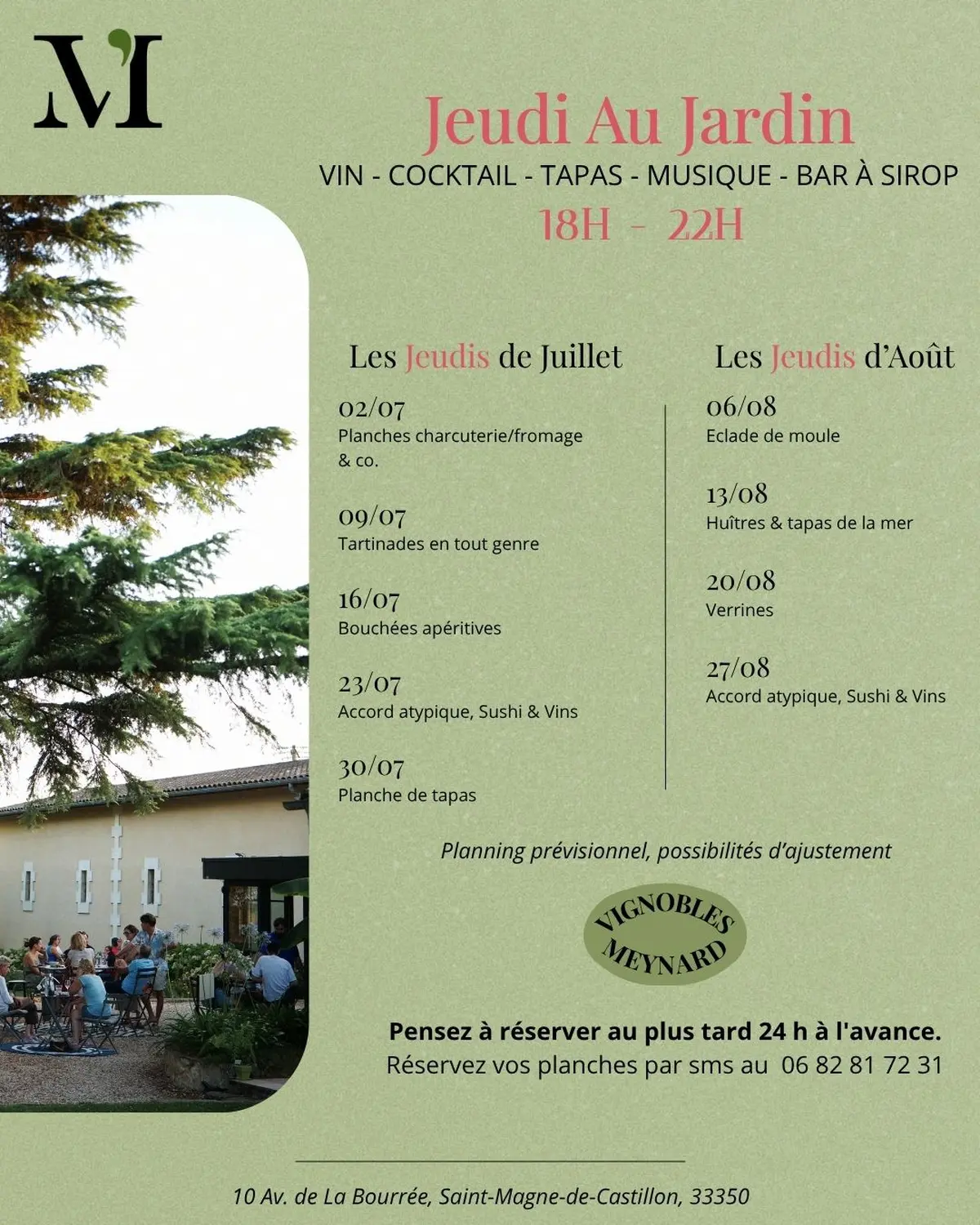 Jeudi au jardin aux Vignobles Meynard