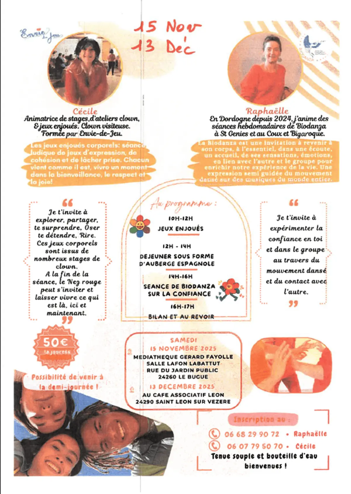 Jeux enjoués corporels et séance de biodanza