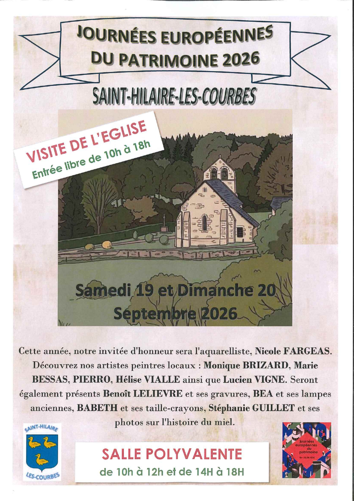 Journées du Patrimoine à Saint-Hilaire-les-Courbes