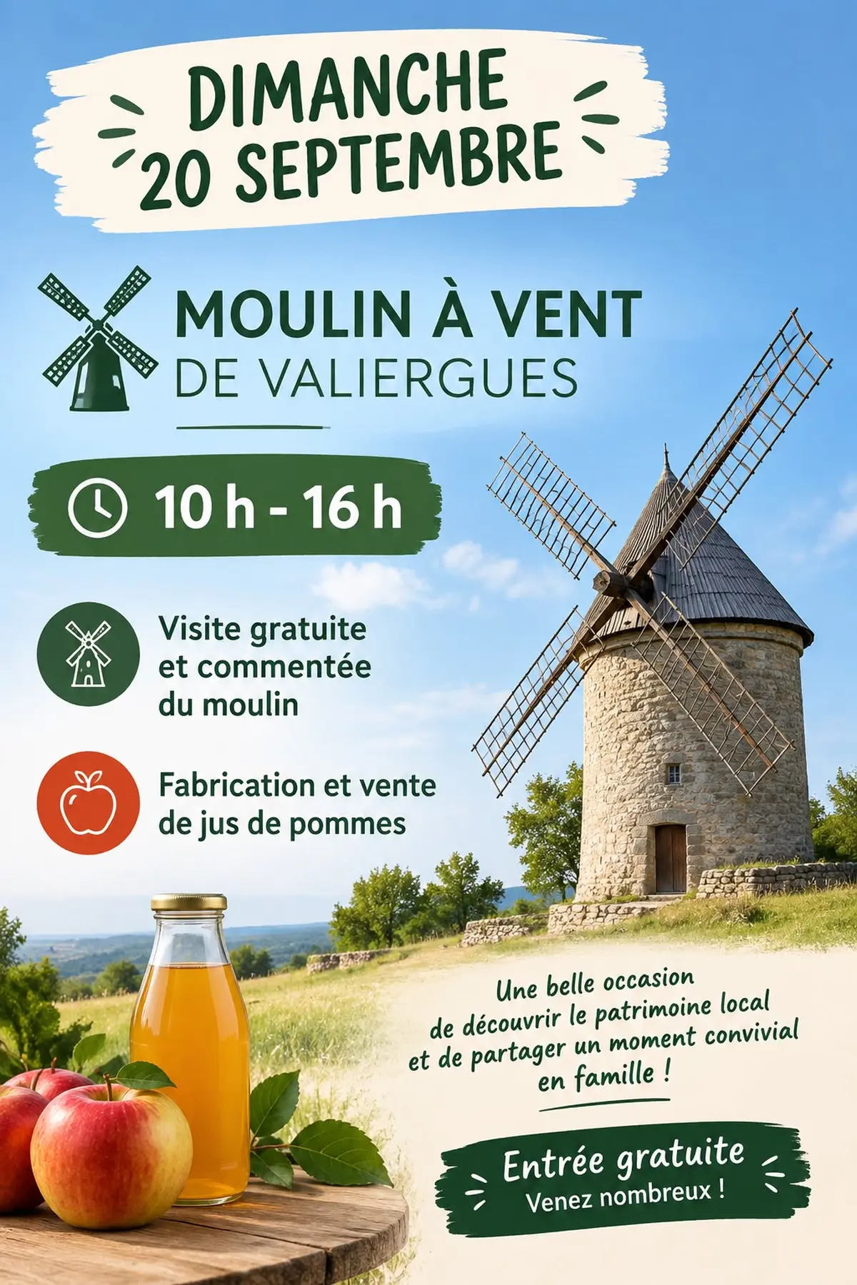 Journées du Patrimoine Moulin à vent de Valiergues