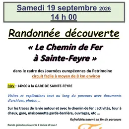 Journées du patrimoine : Randonnée découverte Le chemin de fer à Sainte-Feyre