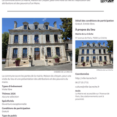 Journées du Patrimoine : Visite libre de la mairie de La Crèche