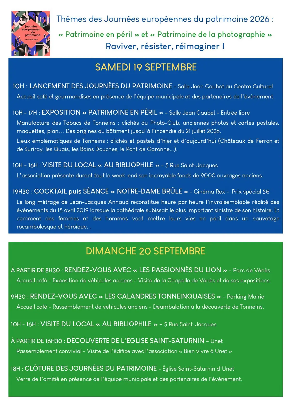 Journées Européennes du patrimoine à Tonneins