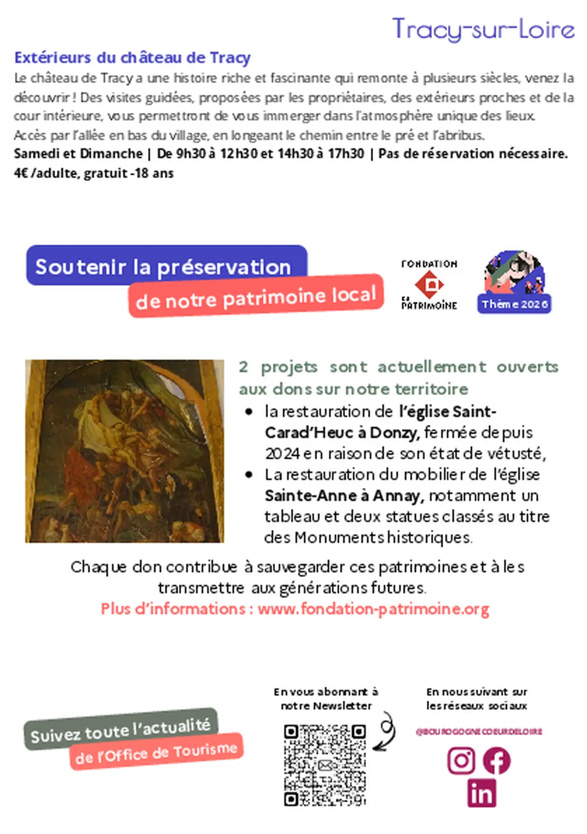 Journées Européennes du Patrimoine en Bourgogne Coeur de Loire