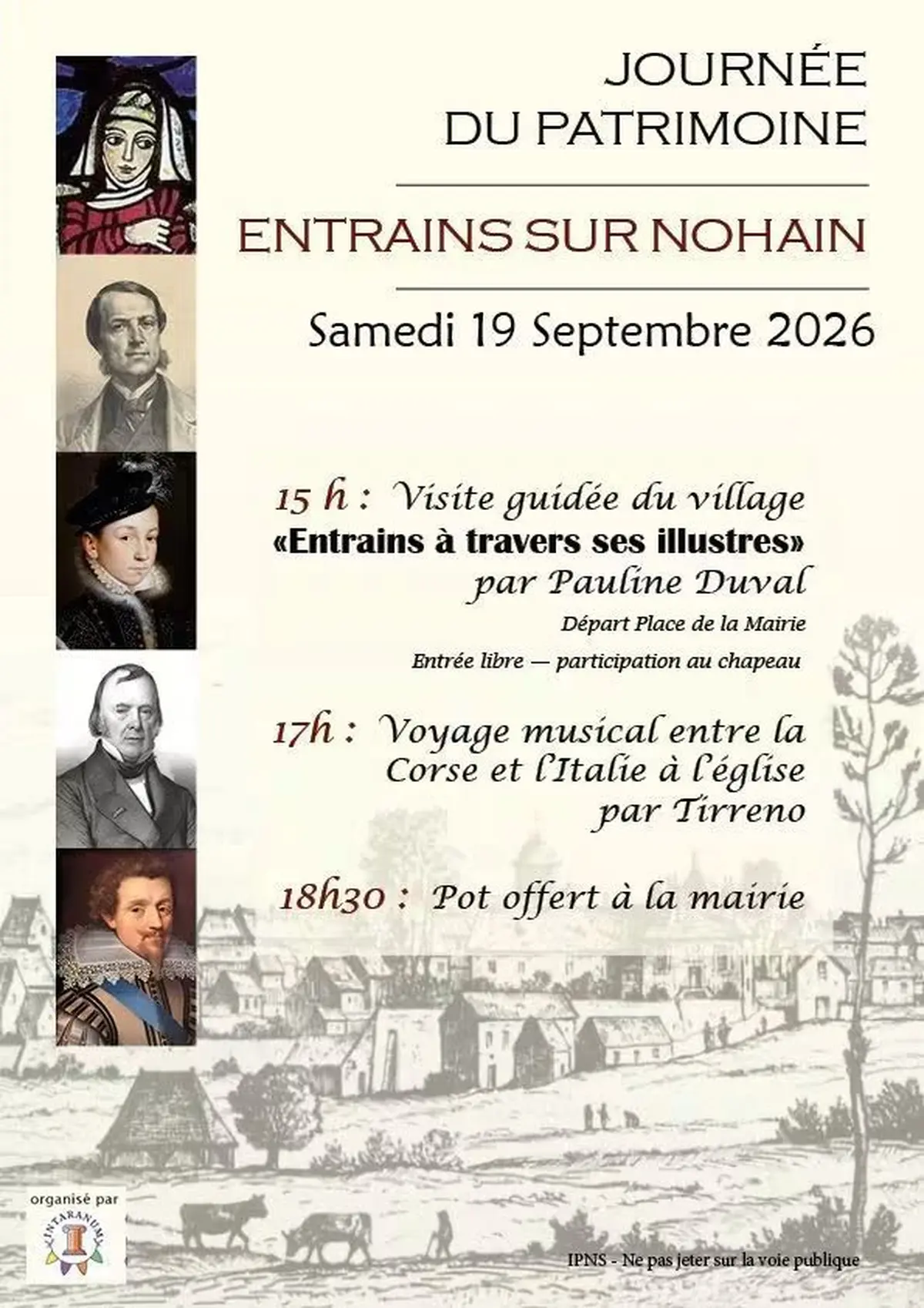 Journées Européennes du Patrimoine - Entrains à travers ses illustres