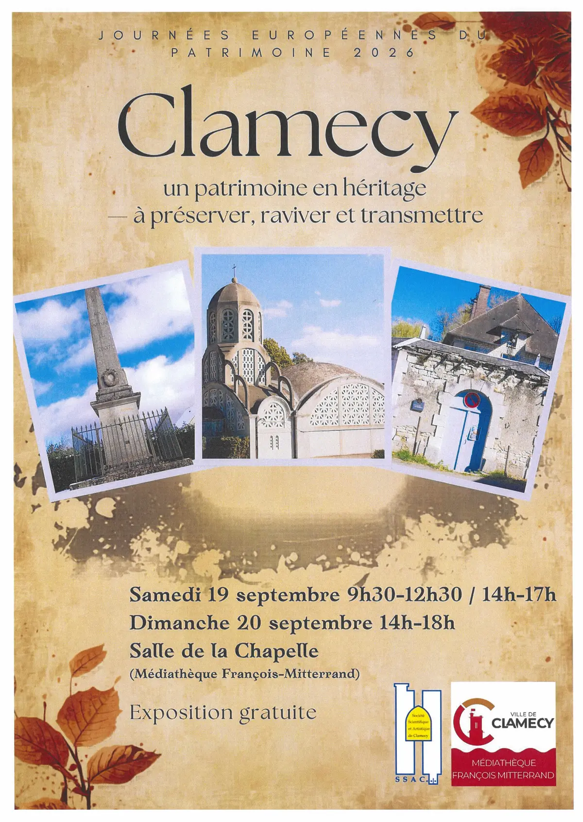 Journées Européennes du Patrimoine - Exposition : Clamecy : un patrimoine à préserver, raviver et transmettre