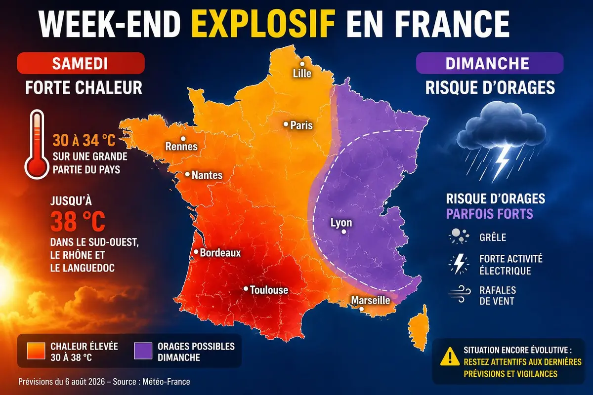 Jusqu’à 38 °C puis des orages de grêle : le week-end s’annonce explosif en France