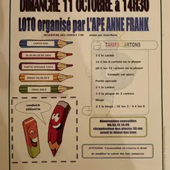 L’APE Anne Frank organise son loto