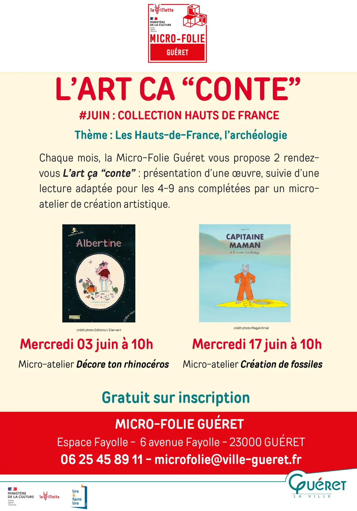 L'art ça conte Albertine et micro-atelier rhinocéros