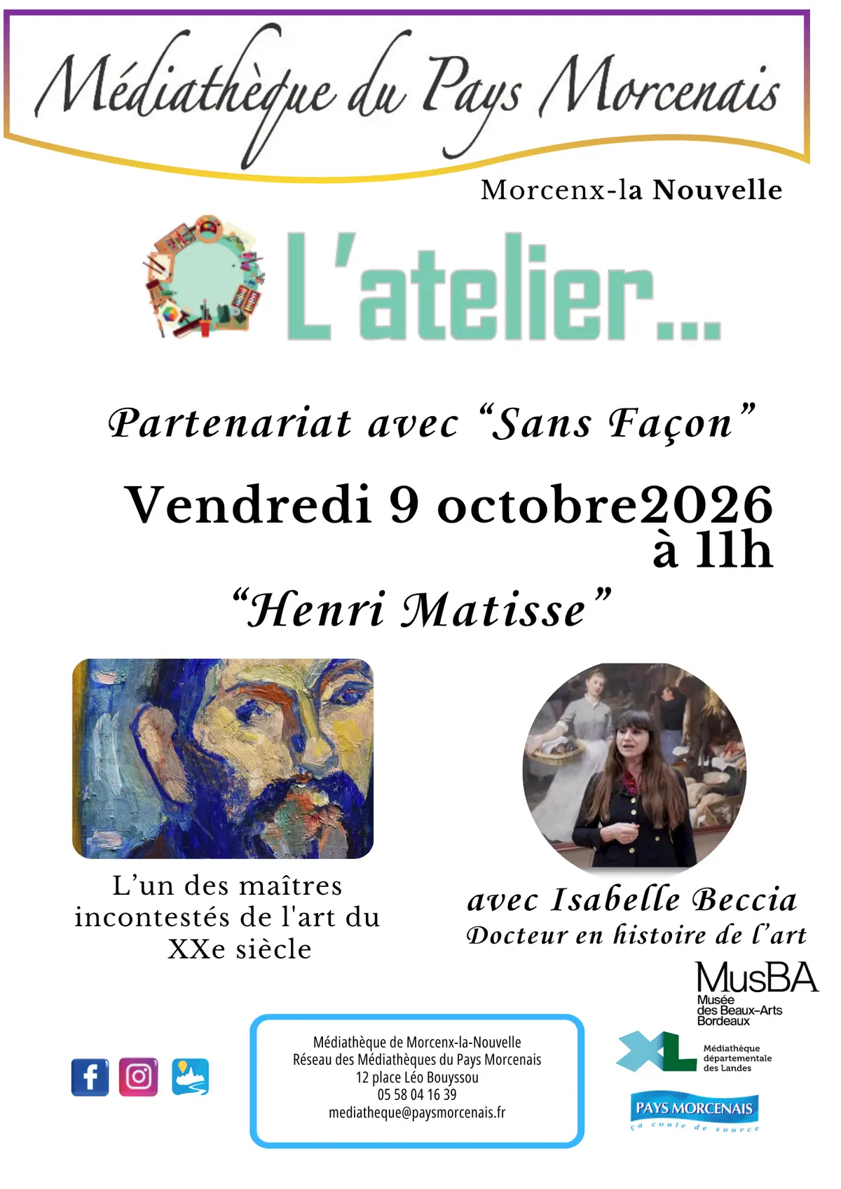 L'atelier... Partenariat avec Sans Façon autour de Henri Matisse