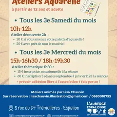 L'Auberge espalionne - Ateliers Aquarelle initiation et pratique libre
