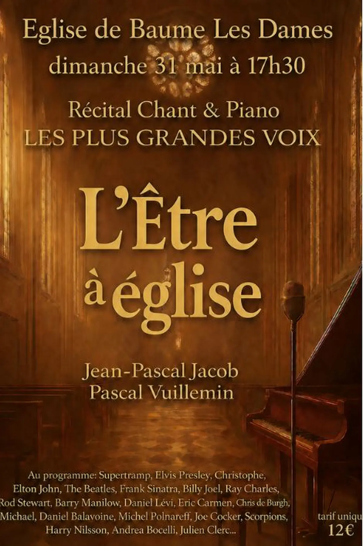 L'être à l'église - concert de reprise des plus grandes voix