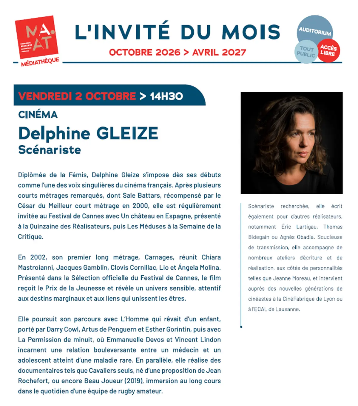 L'invité du mois : Delphine GLEIZE