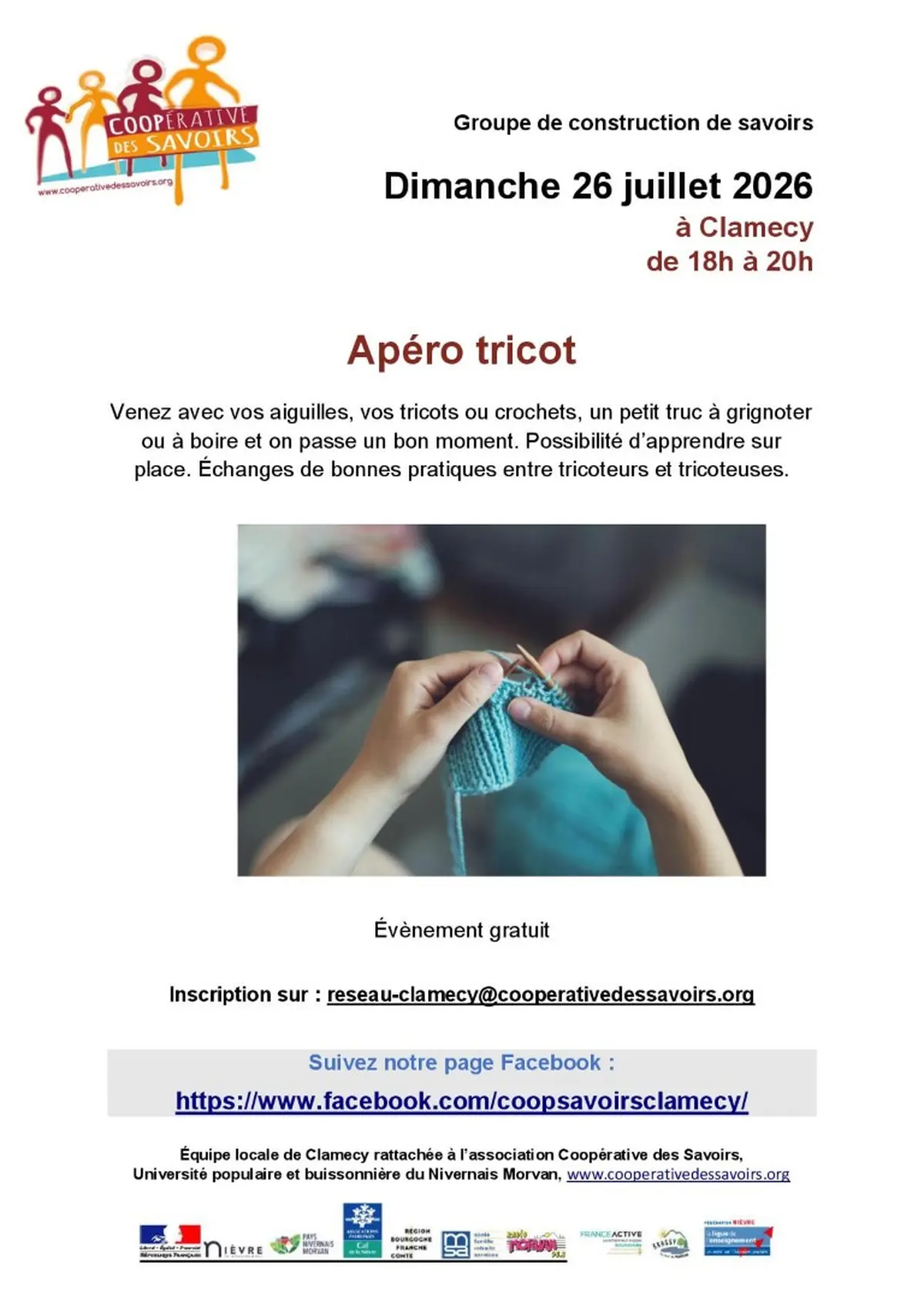 La Coopérative des Savoirs propose : Apéro tricot