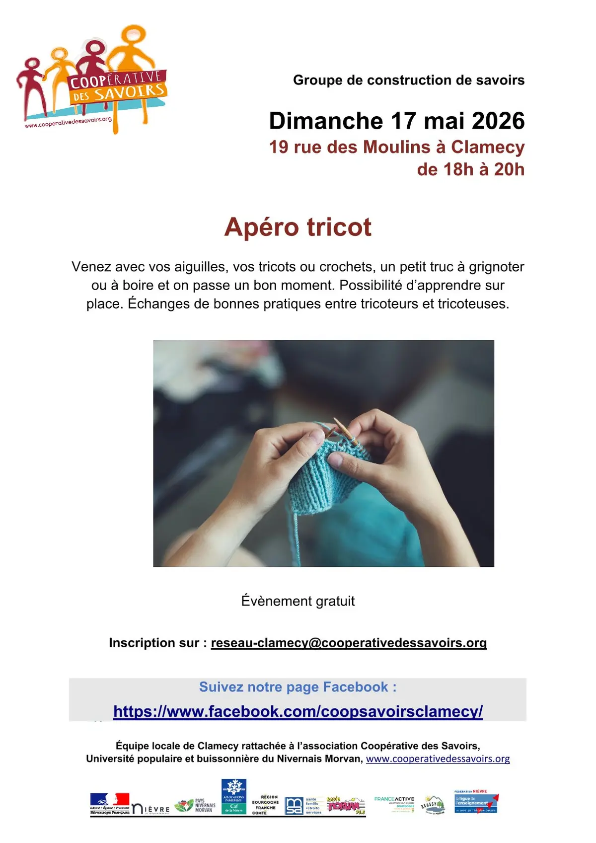 La Coopérative des Savoirs propose : Apéro tricot