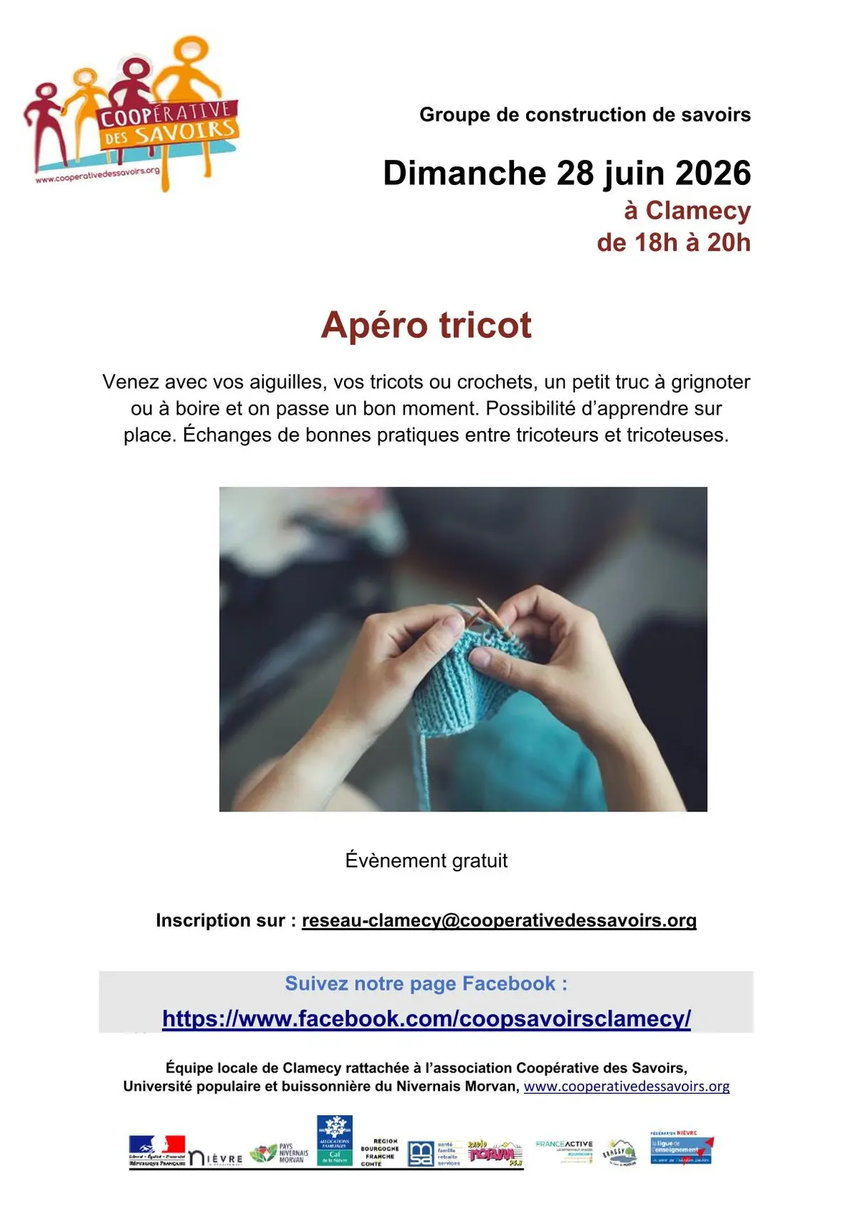 La Coopérative des Savoirs propose : Apéro tricot