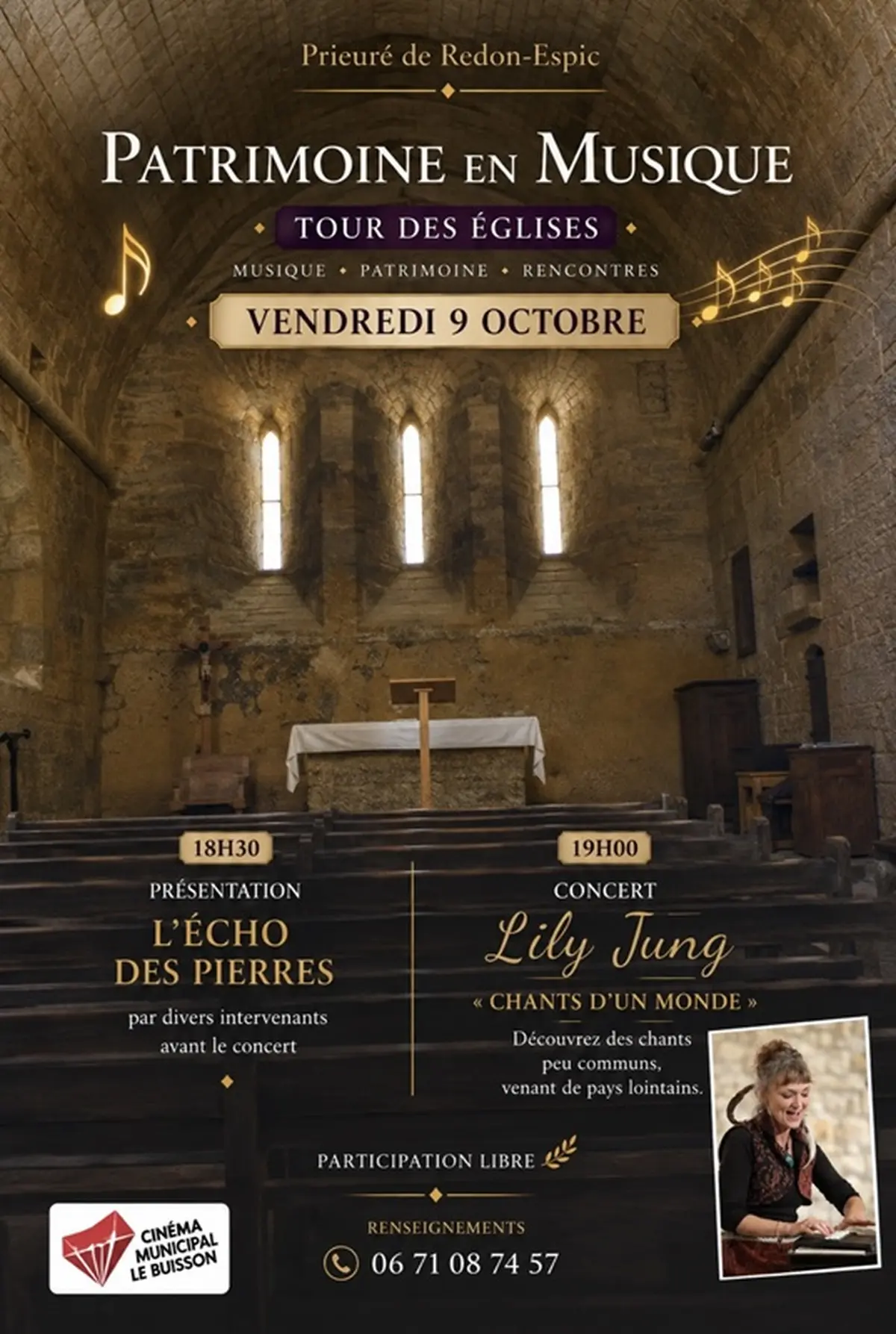 La Halle musicale : Concert de Lily Jung dans l'église de Redon Espic