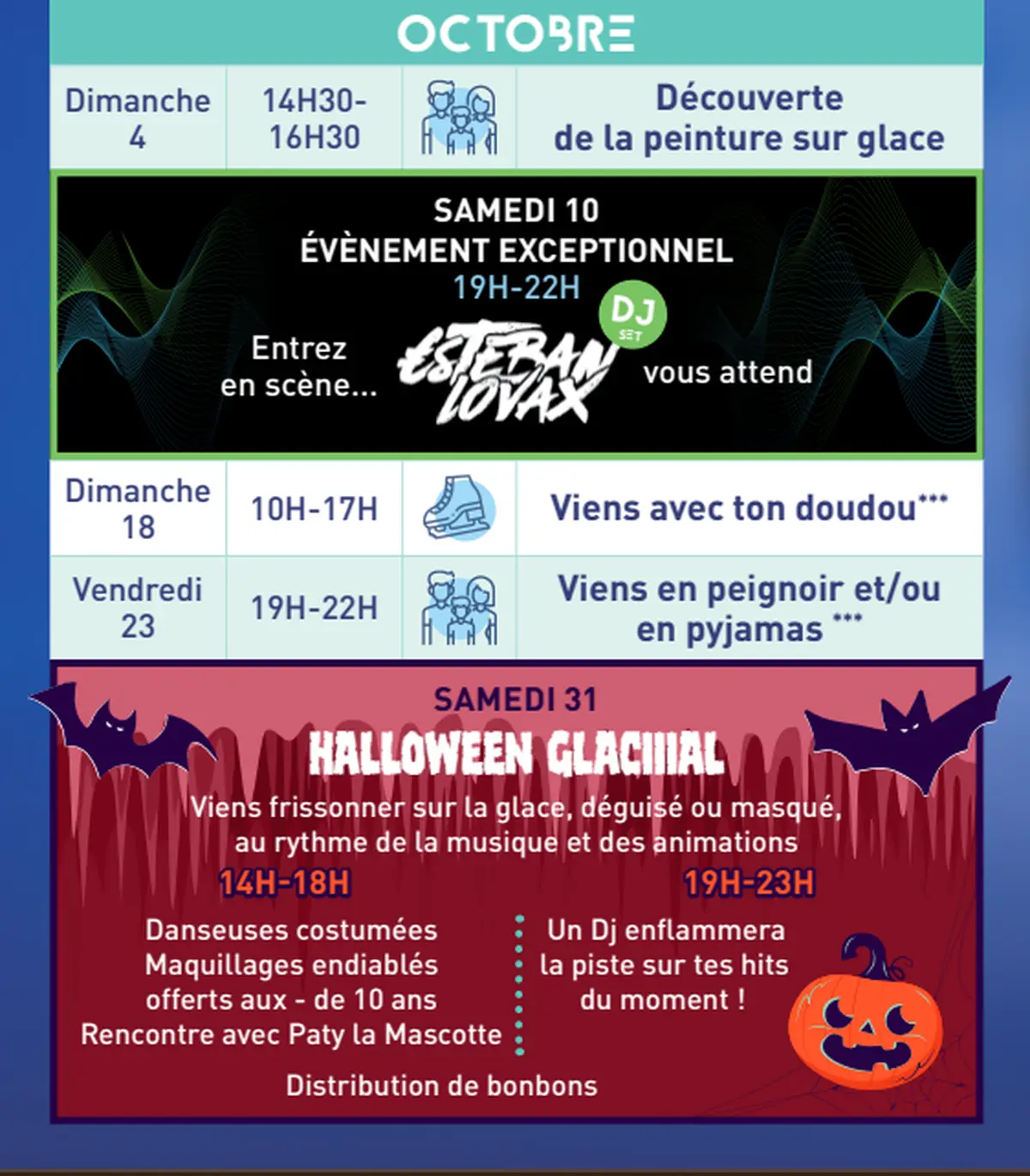 La patinoire : le programme du mois d’octobre