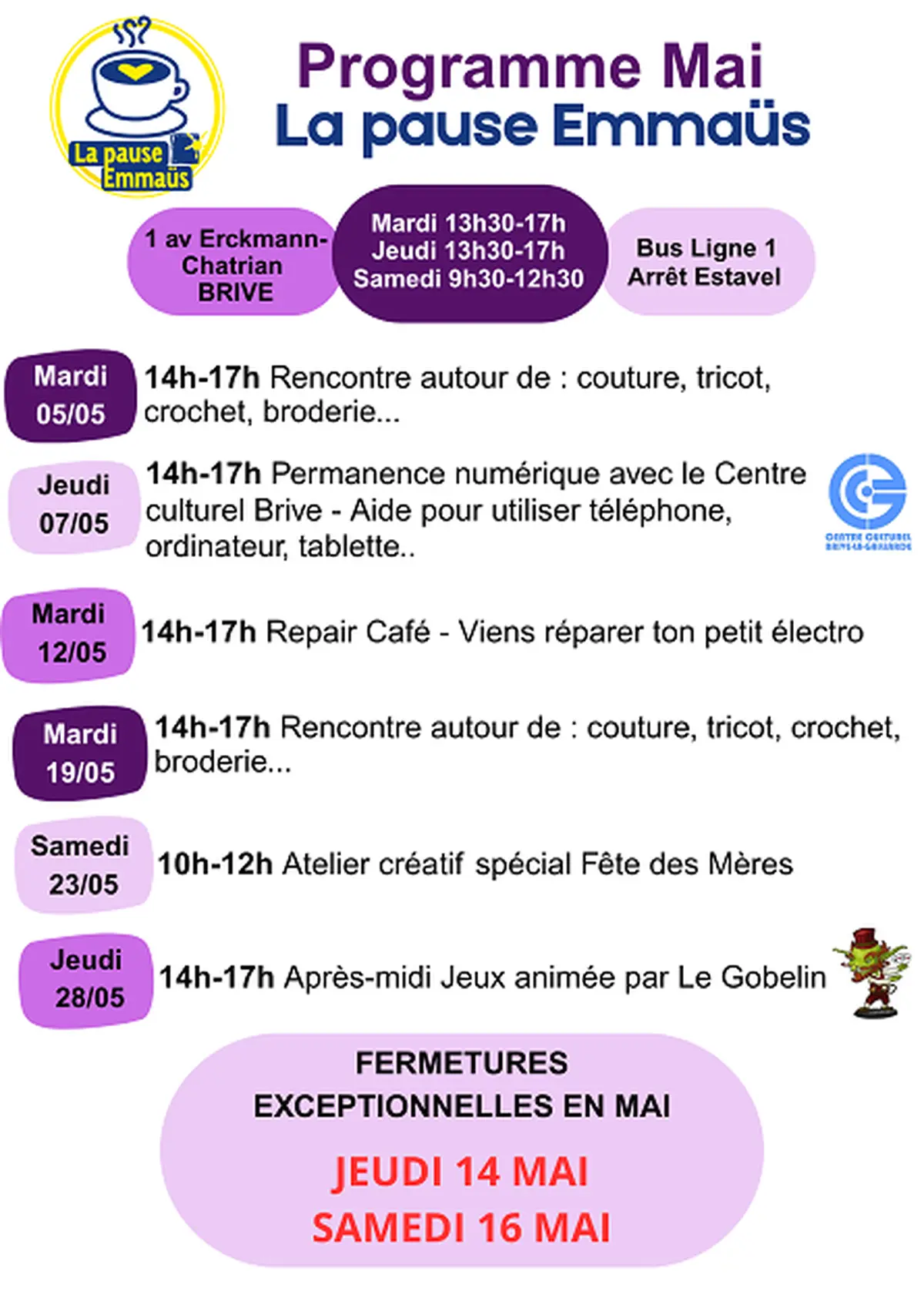 La Pause EMMAÜS : Atelier créatif spécial Fête des mères