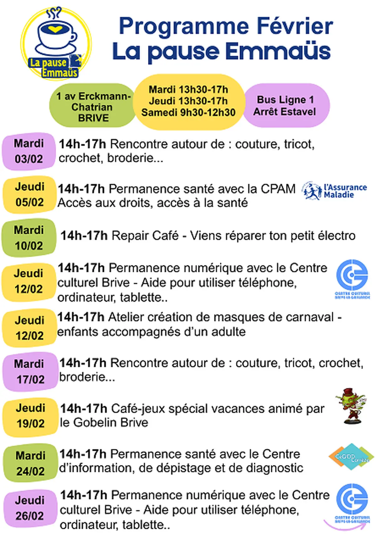 La Pause EMMAÜS : Permanence numérique avec le Centre culturel de Brive