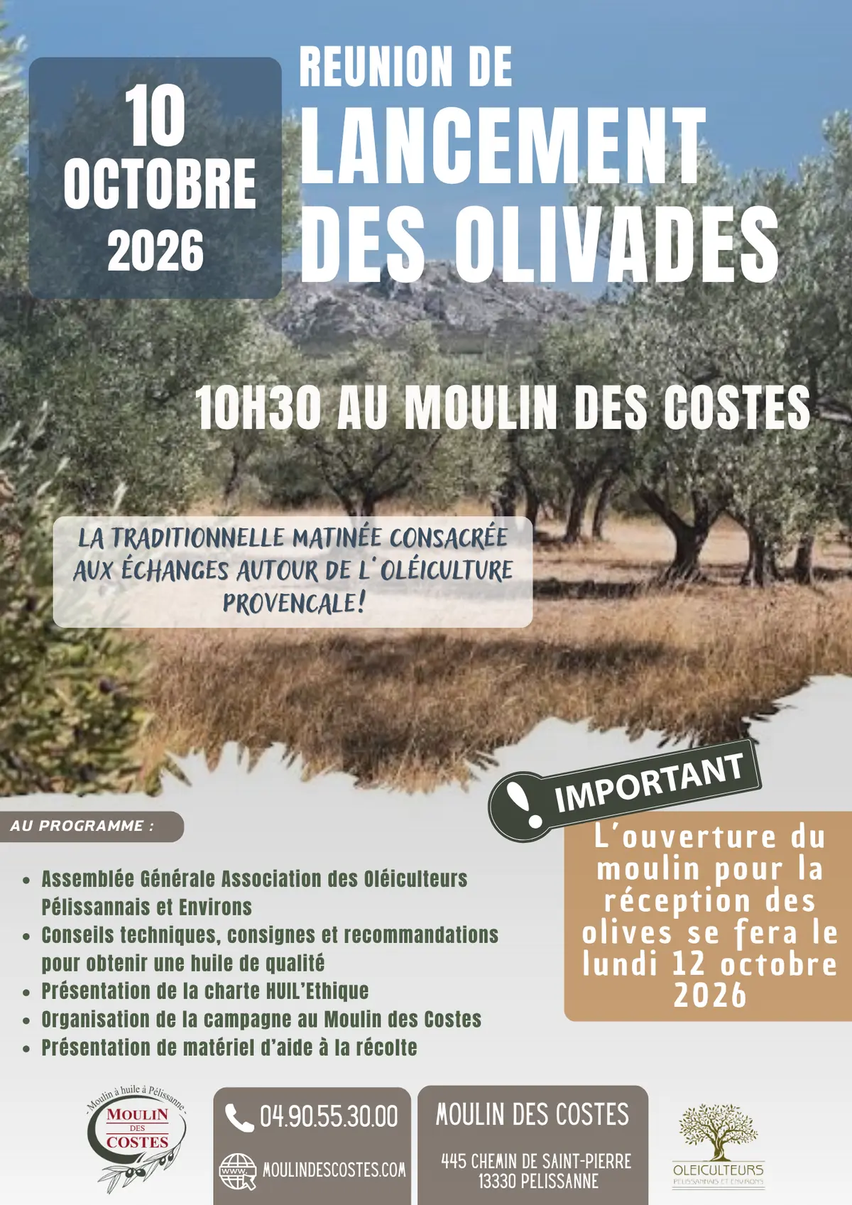 Lancement des olivades du Moulin des Costes