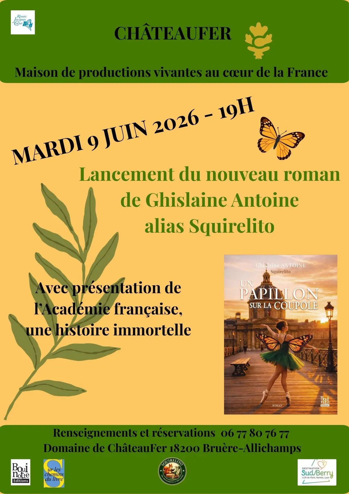 Lancement du roman Un papillon sur la coupole