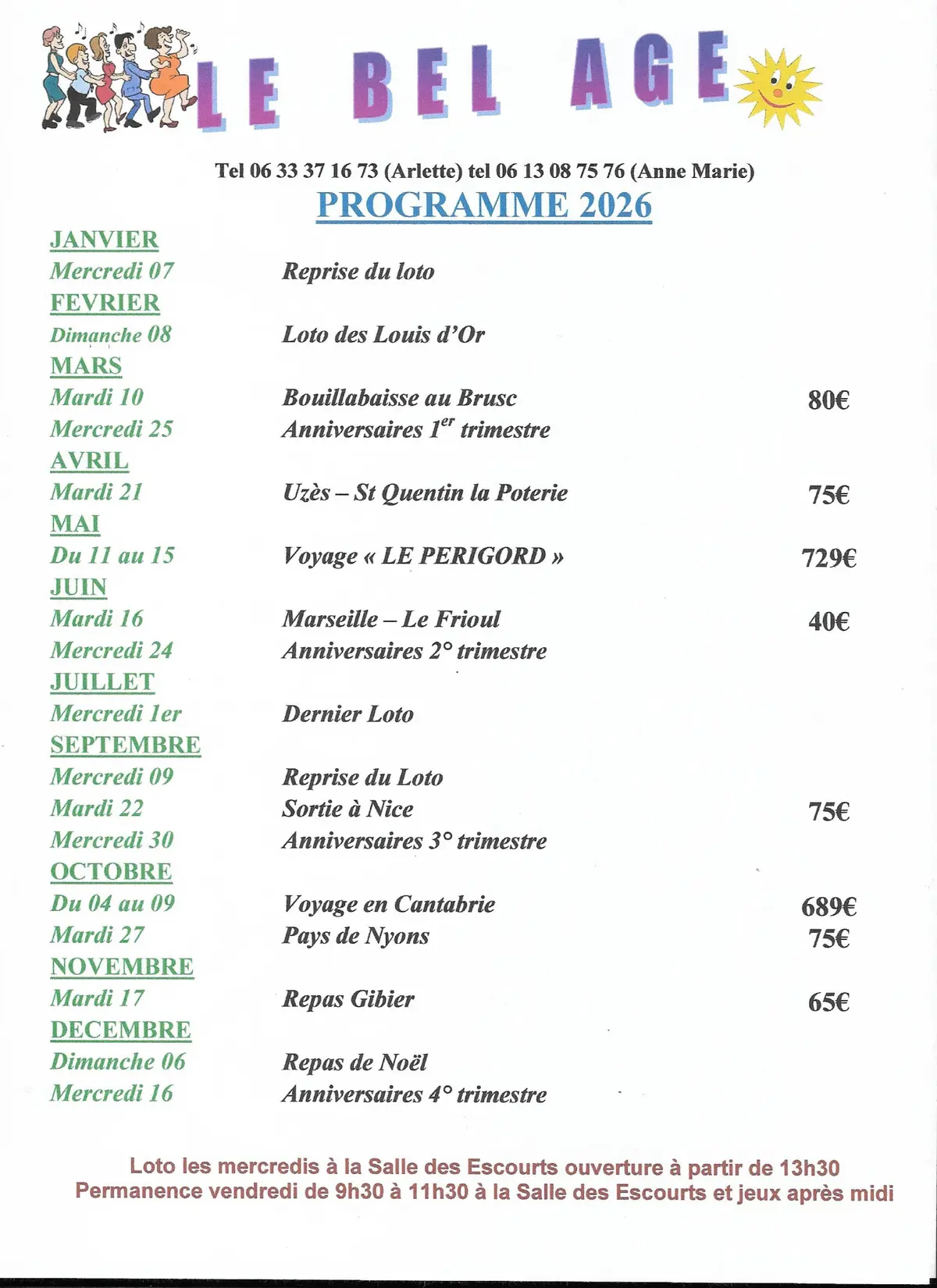 Le Bel Âge programme 2026