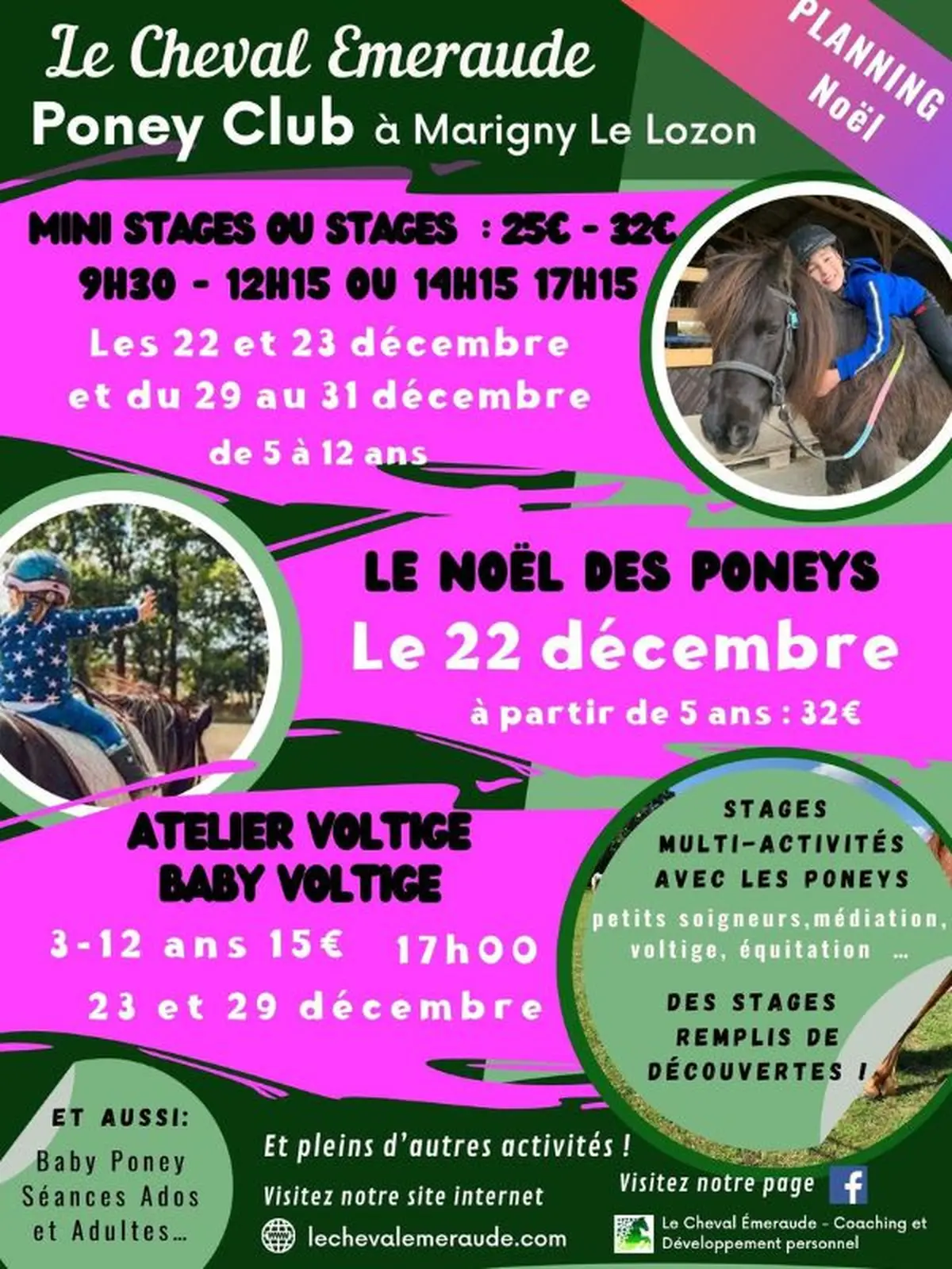 Le Cheval Emeraude > Programme des vacances