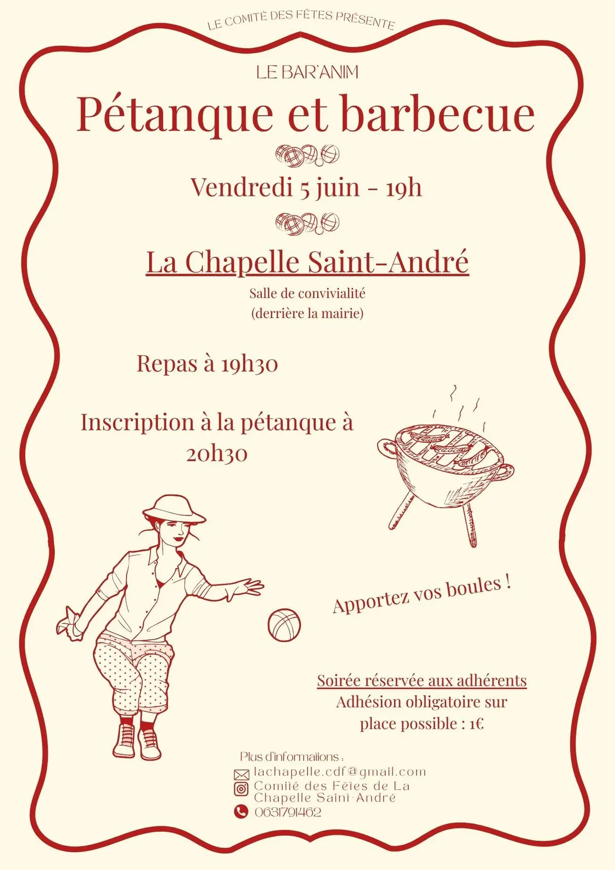 Le comité des fêtes présente : Le Bar'anim - Pétanque et barbecue