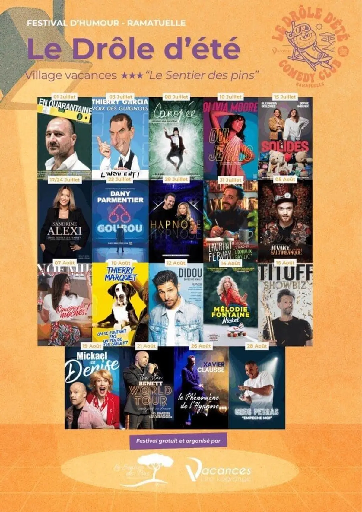 Le Drôle d'Été, le festival d'humour gratuit à Ramatuelle, Vaison-la-Romaine et Risoul
