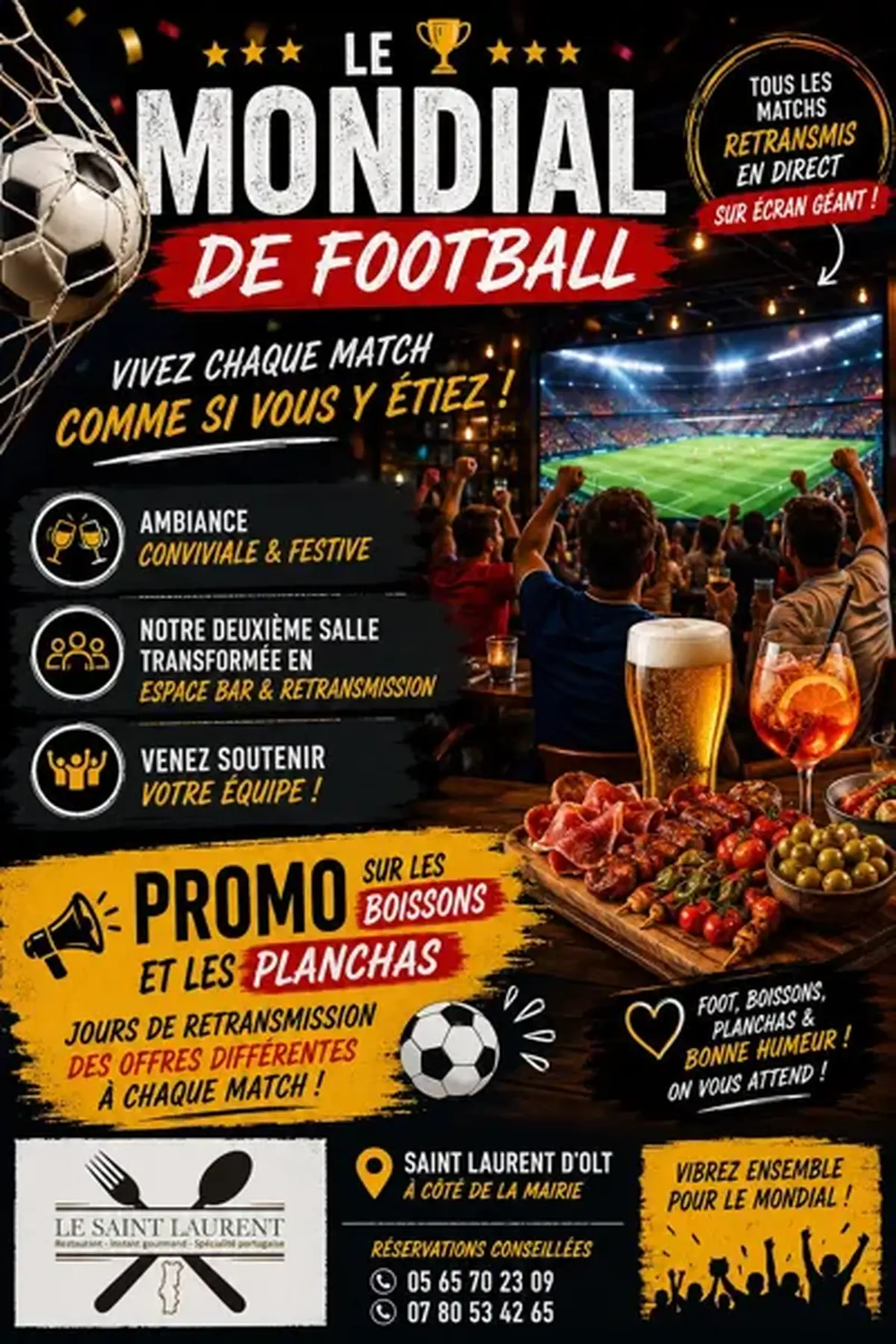 Le Mondial de football au bar-restaurant Saint Laurent