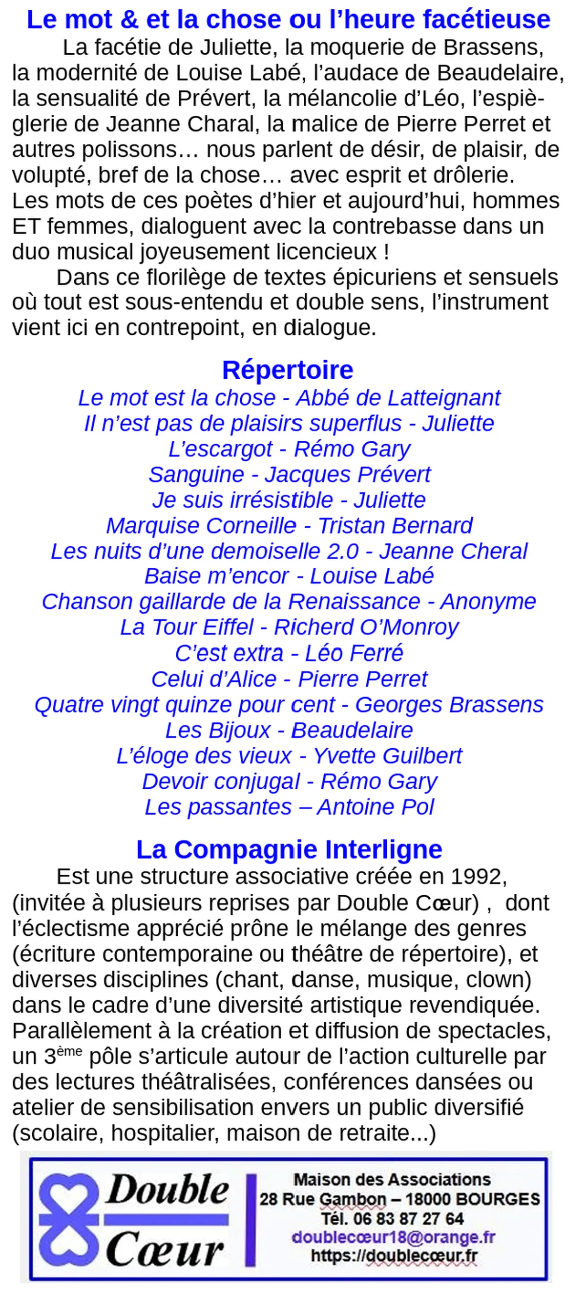 Le Mot & la Chose ou l’Heure Facétieuse