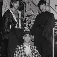 Three Boys in Front of Bogwang Karaoke, 1993 &copy; Heinkuhn Oh / Courtesy of the Artist
