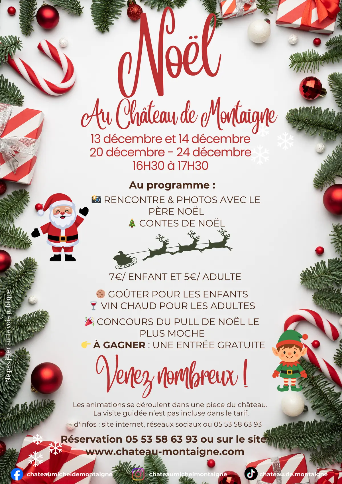 Le père Noêl arrive au château de Montaigne