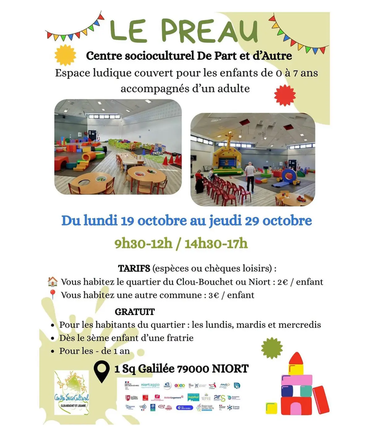 Le Préau : Espace de jeux pendant les vacances à Niort