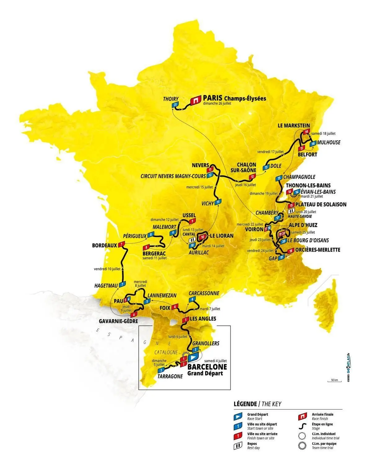 Carte officielle du Tour de France 2026
