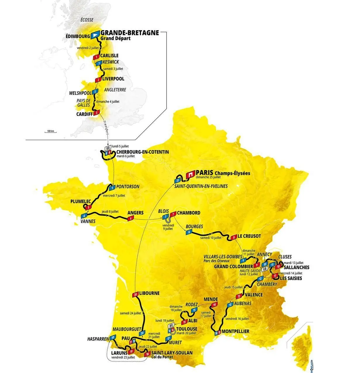 La carte du Tour de France 2027 dévoilée 