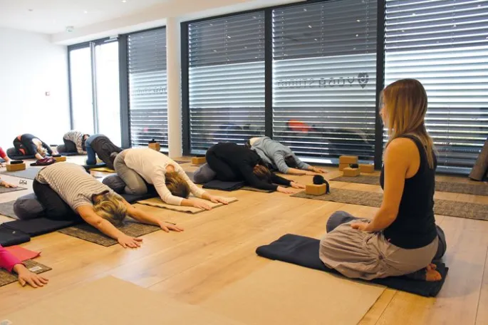 Quelques postures douces au 
studio b’Yoga d’Horbourg-Wihr