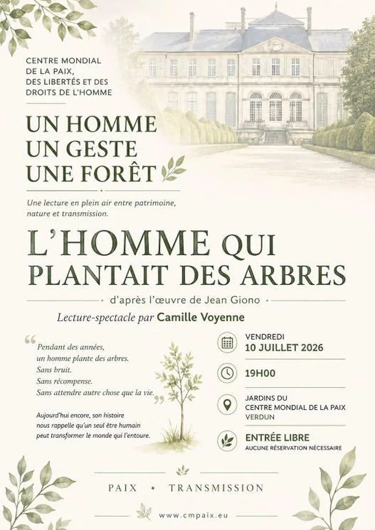 Lecture en plein air L'Homme qui plantait des arbres