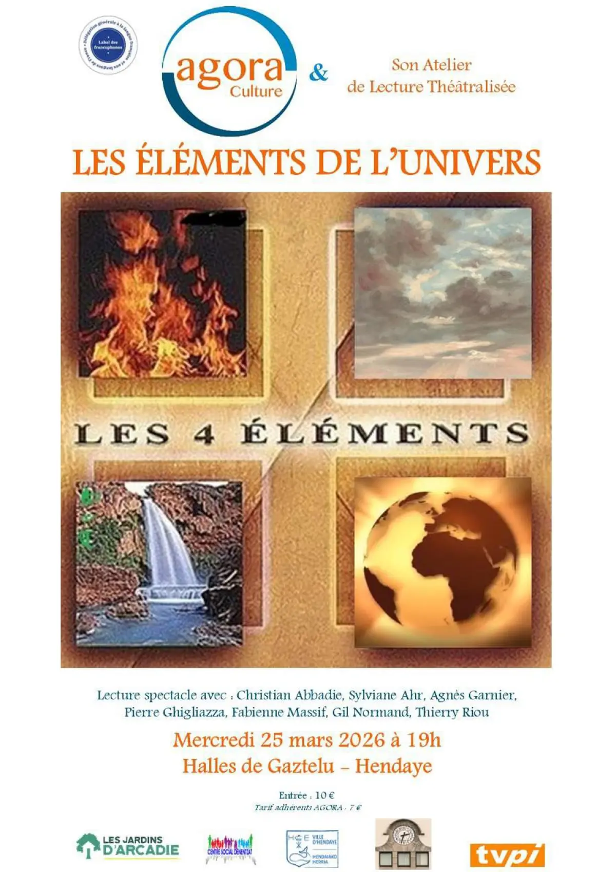 Lecture théâtralisée - Les 7 éléments de la Nature : la Terre, l'Air, le Feu, l'Eau