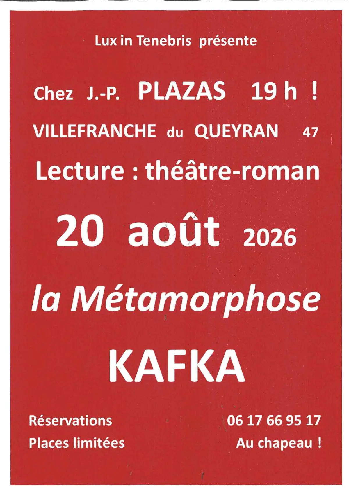 Lecture théâtre-roman : La Métamorphose