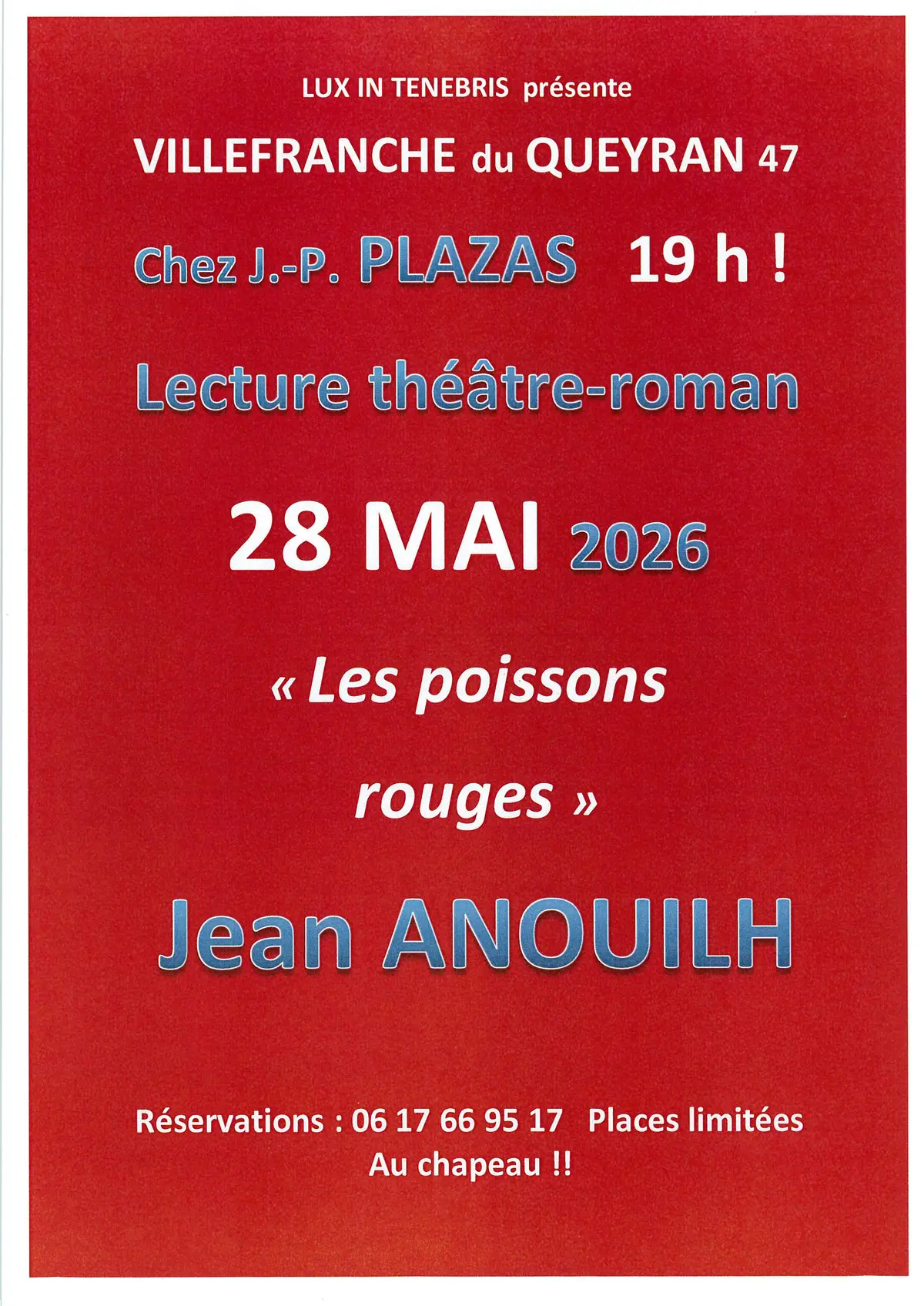 Lecture théâtre-roman : Les poissons rouges