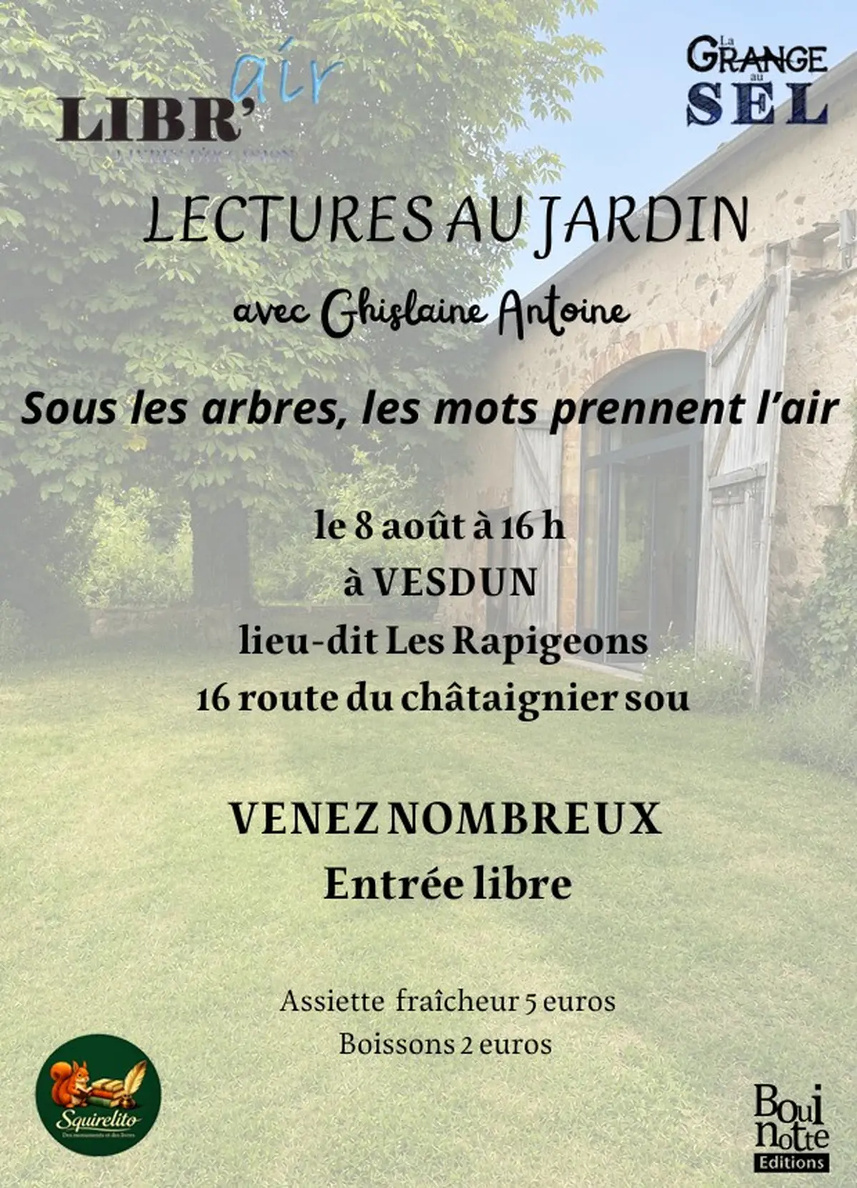 Lectures au jardin avec Ghislaine Antoine