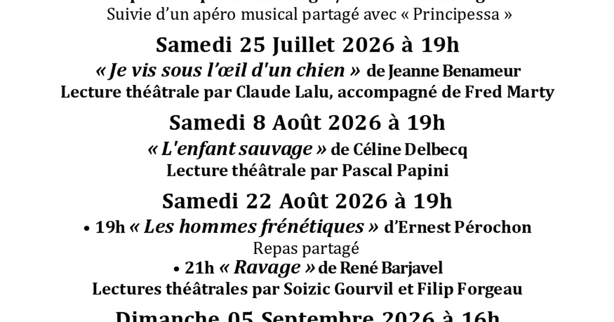 Lectures et spectacles au jardin - Lecture théâtrale