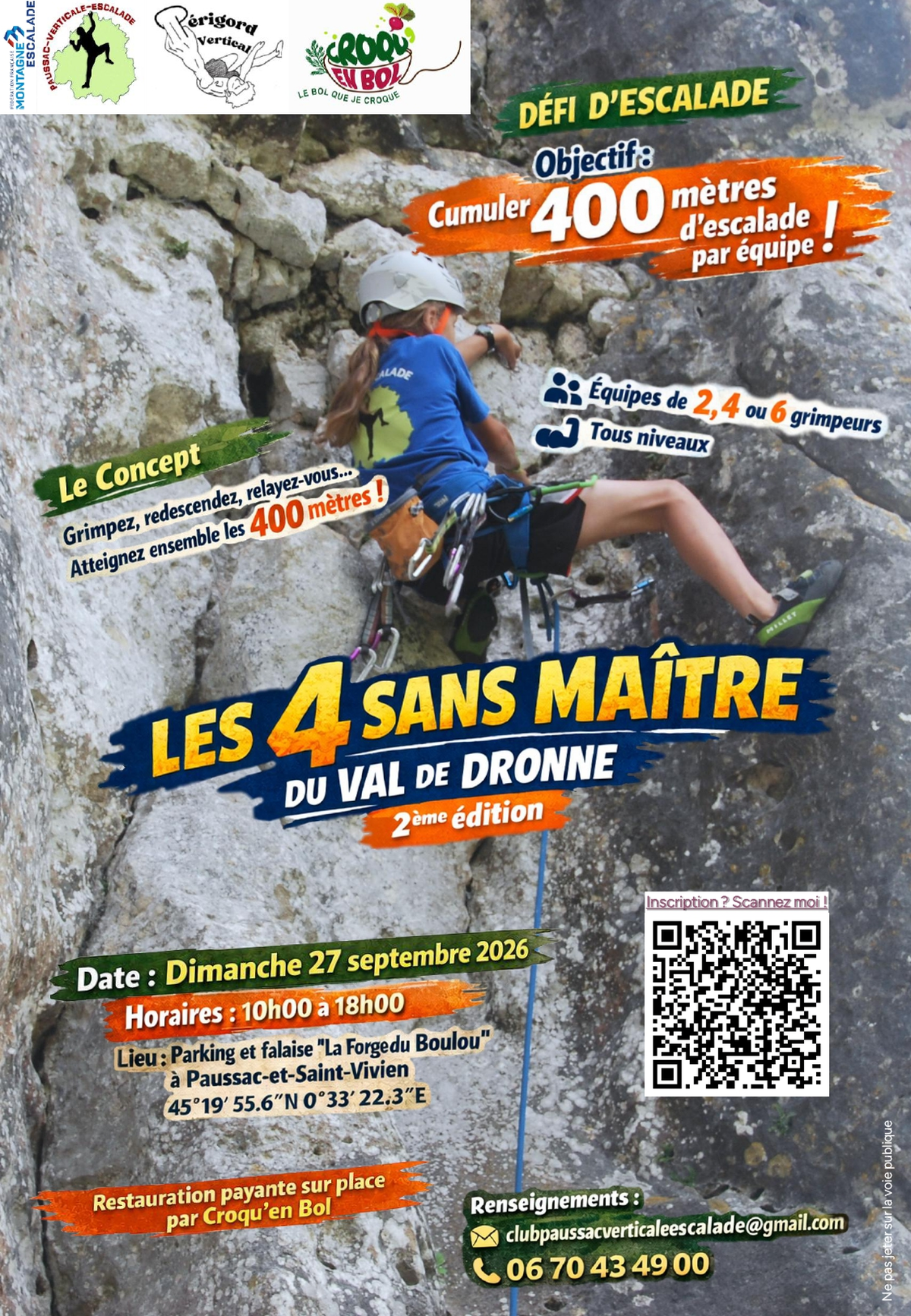 Les 4 sans Maître du Val de Dronne – 2ᵉ ÉDITION - Défi Escalade