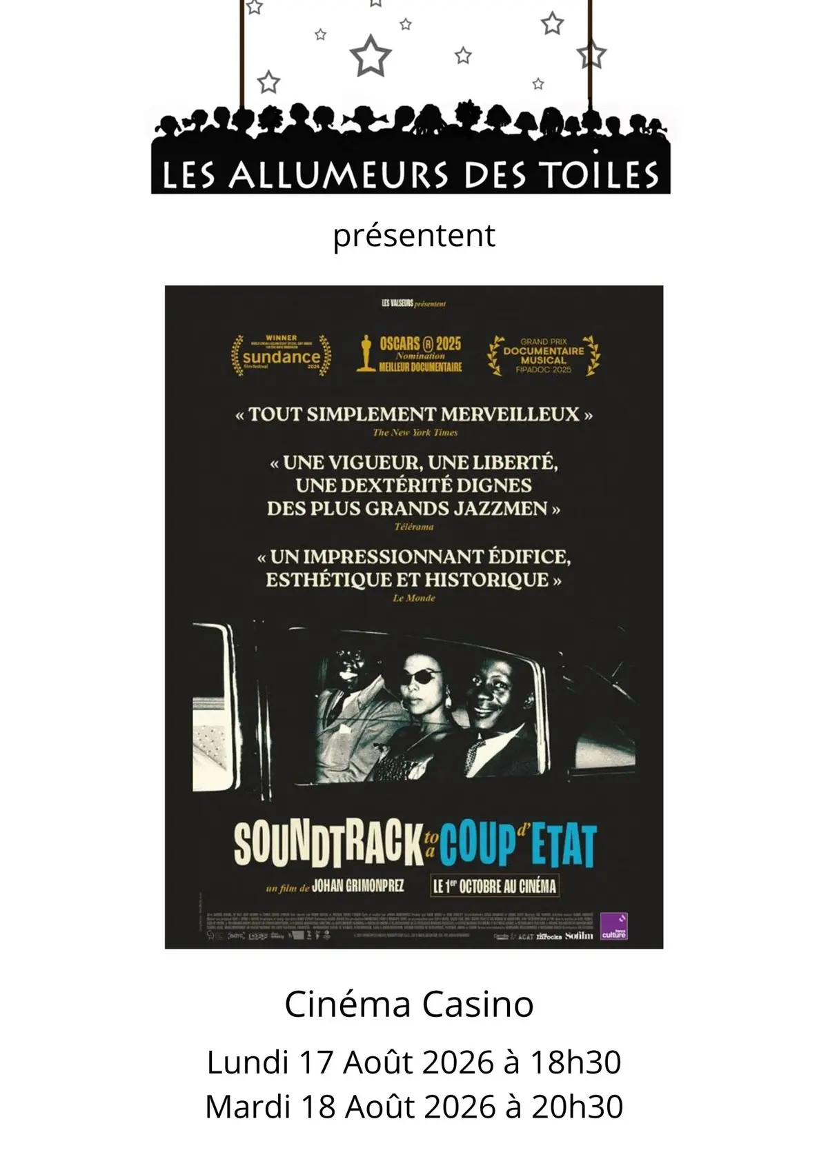 Les Allumeurs des Toiles présentent : Soundtrack to a Coup d'Etat - Documentaire de Johan Grimonprez