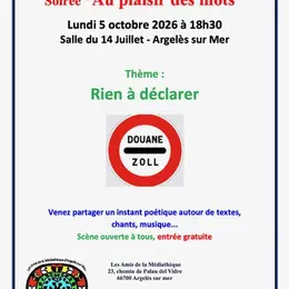 Les Amis De La Médiathèque - Soirée Au Plaisir Des Mots - Thème Rien à Déclarer