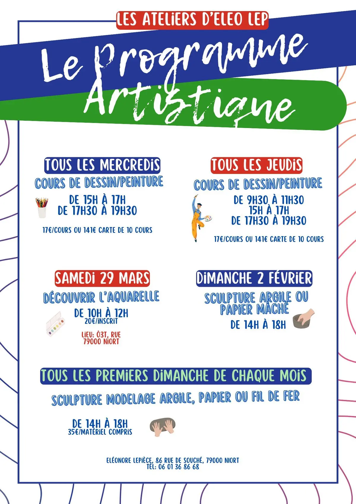 Les ateliers d'Elo' Lep' - Atelier sculpture modelage argile, papier ou fil de fer à Niort