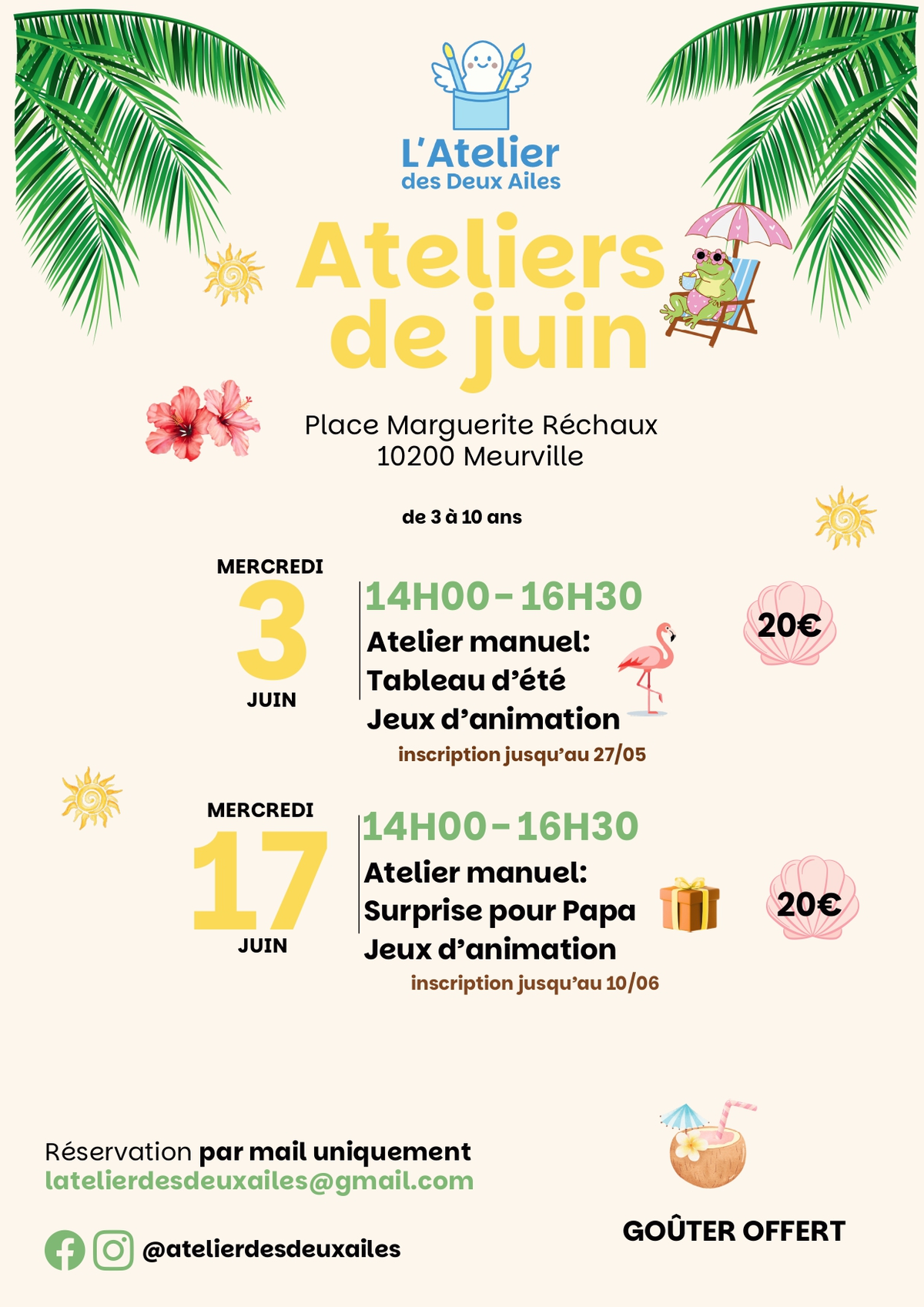 Les ateliers de Juin avec l'Atelier des Deux Ailes